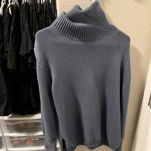 Blue turtleneck sweater